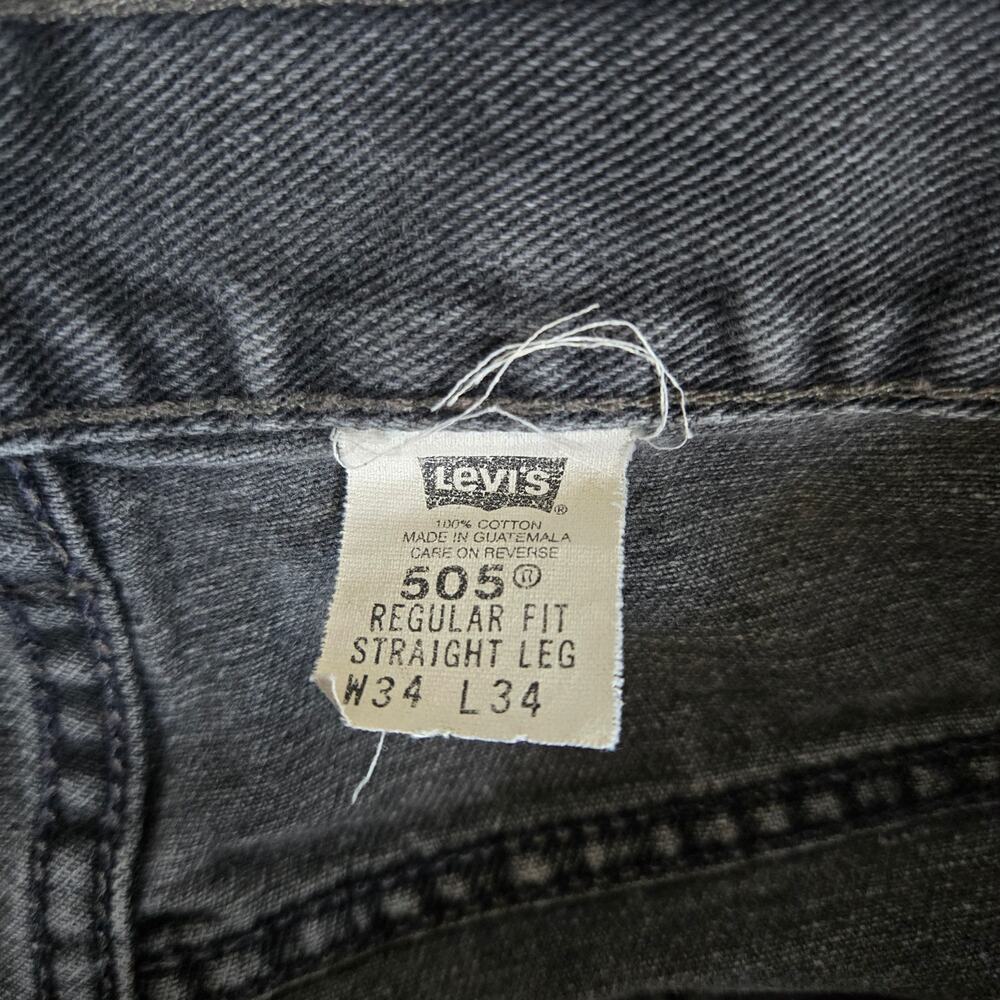 Levi's 505 Jeans Black 34x34 Straight Leg Mens Denim Jeans 0816 - Picture 9 of 11